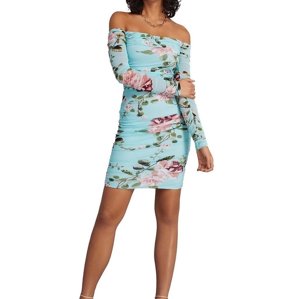 NWOT Le Chateau Floral Mesh Mini Dress XS